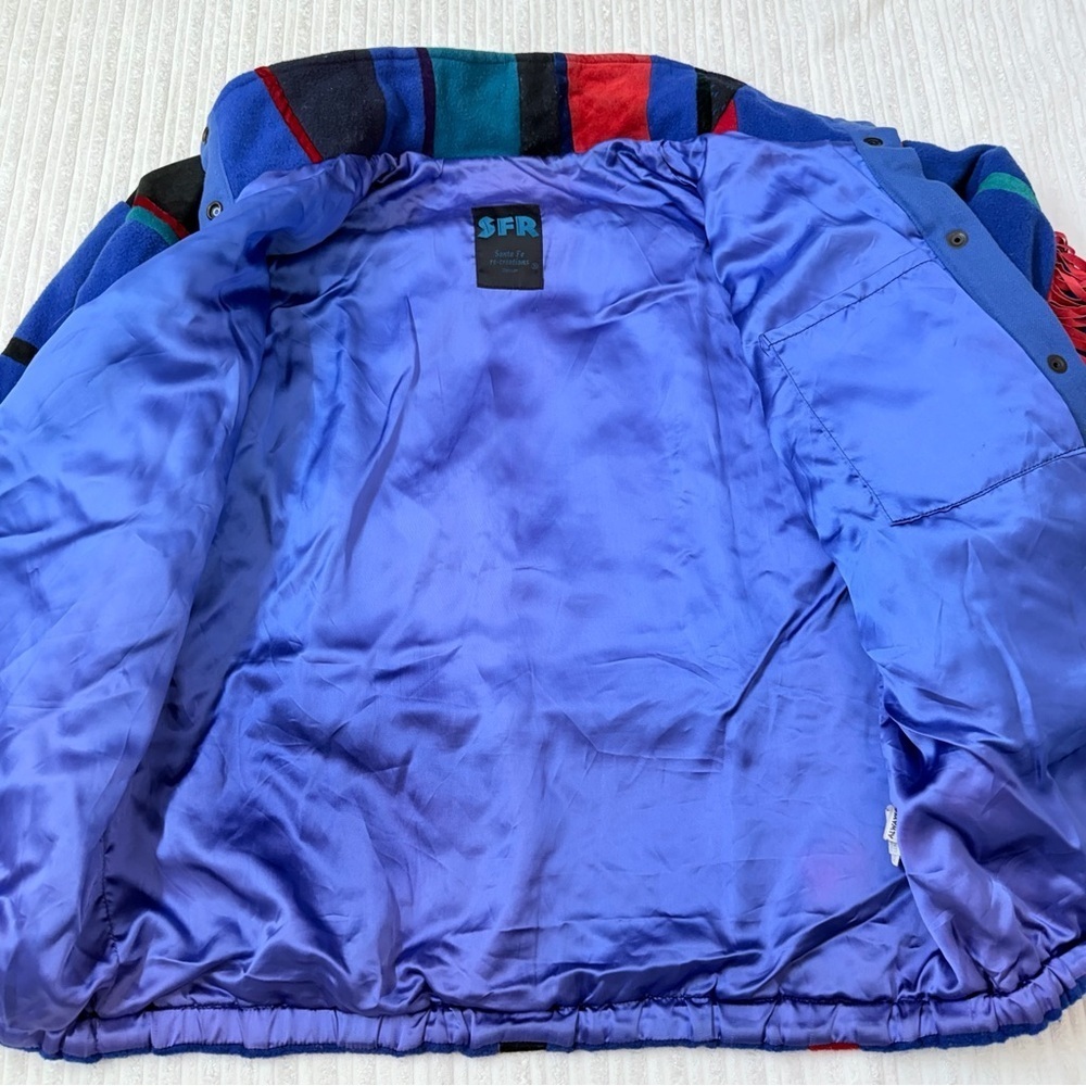 Vintage SFR Southwestern Boho Patchwork Bomber Fleece Jacket | Size L - Picture 2 of 8